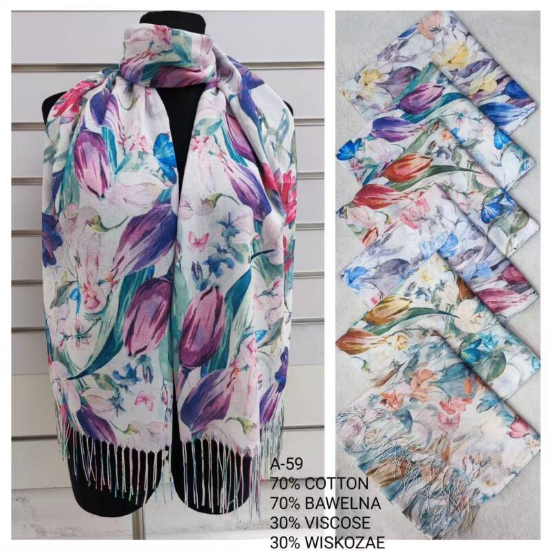 Szaliki damskie Roz Standard, Mix Kolor Paczka 12 szt 1